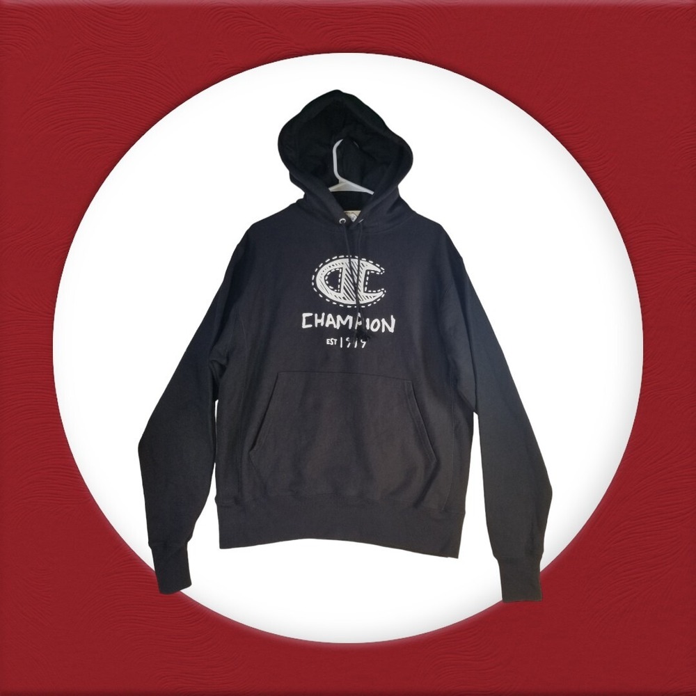 Champion Doodle Hoodie Black GF68T-BKC SIZE Medium NWT Pit To Pit 23‎ In